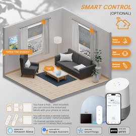 Motorized Blinds with Remote,100% Blackout Smart Blinds for Window Cordless Electric Blinds Compatible with Alexa Google Assistant, Gray,34" W x 72" H