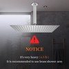 Derpras 16 Inch Square Rain Shower Head, 304 Stainless Steel,