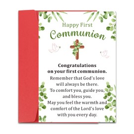 First Communion Gifts for Girls Boys First Communion Card Happy First Holy Communion Card 1st Communion Favors Baptism Confirmation Gifts for Kids Teen Women Men