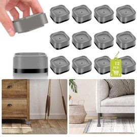 12 Pack Furniture Risers 1, 2 or 3 Inch, Adjustable Bed Risers Heavy Duty For Table Desk Couch Chair Sofa Cabinet Bed Legs Dorm, Square Stackable Bed Raisers Blocks Lift Height 1", 2" or 3", Grey