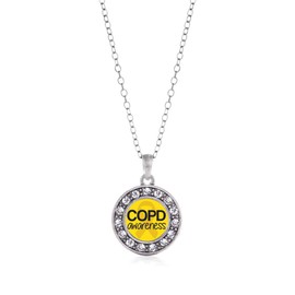 Inspired Silver - COPD Awareness - Silver Necklace for Women - Circle Pendant Chain Necklace Jewelry Gift with Cubic Zirconia - Women's Necklace Charm with Lobster Claw Clasp