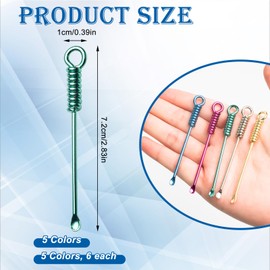 30 PCS Tiny Spoon Portable Powder Spoon Sparkling Mini Spoon Necklace Alloy Mini Spoon for Salts Filling Spice Powder DIY Crafts (Colorful)