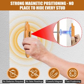 2 PCS Magnetic Stud Finder, No Batteries Required, Stud Finder Easy to Locate Screws, Metal Studs and Nails, Nail Locator for Drywall and Wood (Orange)