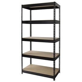 Office Dimensions Riveted Steel Shelving 5-Shelf Unit, 36" W x 18" D x 72" H, Black