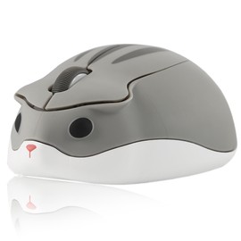 Wireless Mouse, Cute Hamster Shape Mouse, 1200DPI Low Noise Optical Mouse with USB Unified Receiver,Silent Cordless Portable Travel Mouse, for PC/Mac/Laptop, Gift for Children and Girls (Grey)