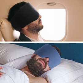 FRESHME Pure Handmade Cotton Sleep Mask - Blackout Eye Mask for Sleeping with Adjustable Velcro Soft and Comfortable Eye Blinder Shade for Men Women Eye Cover Blindfold Travel Office Nap Airplane Blue