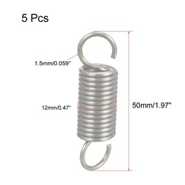 MACHSWON 5Pcs Extension Spring,Extension Spring Assortment Kit Diameter 0.059",OD 0.47",Free Length 1.97",Stainless Steel Springs,Small Spring Assortment for Home Repairs Machinery Construction
