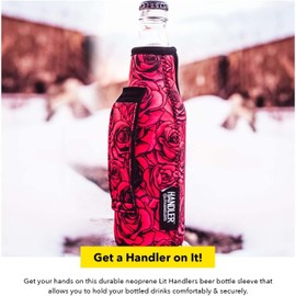 12 oz Beer Bottle Handler - Neoprene Bottle Sleeve with Pocket Handle - Insulated Beer Sleeves, Watercolor Leopard