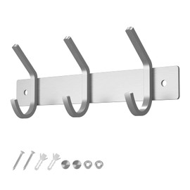 Dripex Coat Hooks 3 Hooks Coat Rack Brushed Stainless Steel for Jackets Dresses up to 20 kg Load Capacity Hook Rail for Hallway Hallway Hallway 22 cm (Silver)