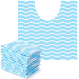 Layhit 50 Pcs Disposable Toilet Commode Mat 20 x 20" Deodorizing Toilet Mat Waterproof U Shaped Toilet Training Mat Blue Pad for Older Potty Training Pee Incontinence Bathroom Floor Non Slip(Wave)