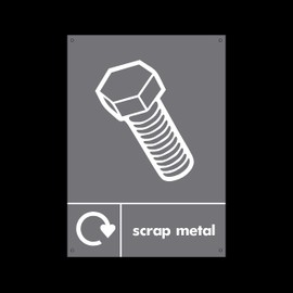 Scrap Metal Plastic Sign with 4 Pre-Drilled Holes - Environment/Reduce CO2 / Green World/Bins
