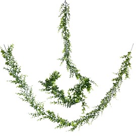 Artificial Eucalyptus Garland Outdoors,Spring Mantle Garland Plants,2 Strands Fake Faux Hanging Plants Greenery Wedding Table Runner Decorations