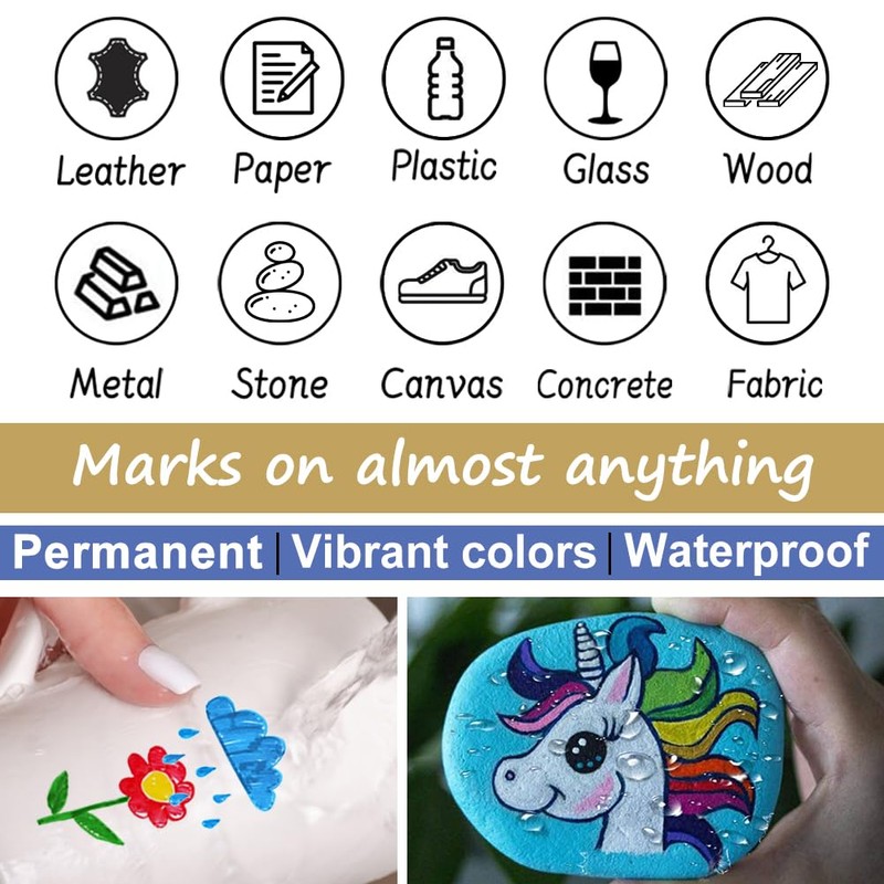 Overseas 48 Silver Paint Pens, Oil Based Permanent Markers Set
