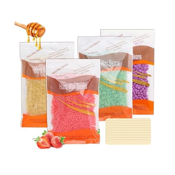 4 Pack Hard Wax Beads for Hair Removal,Waxing Beads for