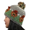 Pachamama Women Wool Bobble Beanie Hat Handknitted Highland Cow Design