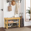 BAMBUROBA Shoe Rack Storage Bench Bamboo Organizer Entryway Organizing Shelf