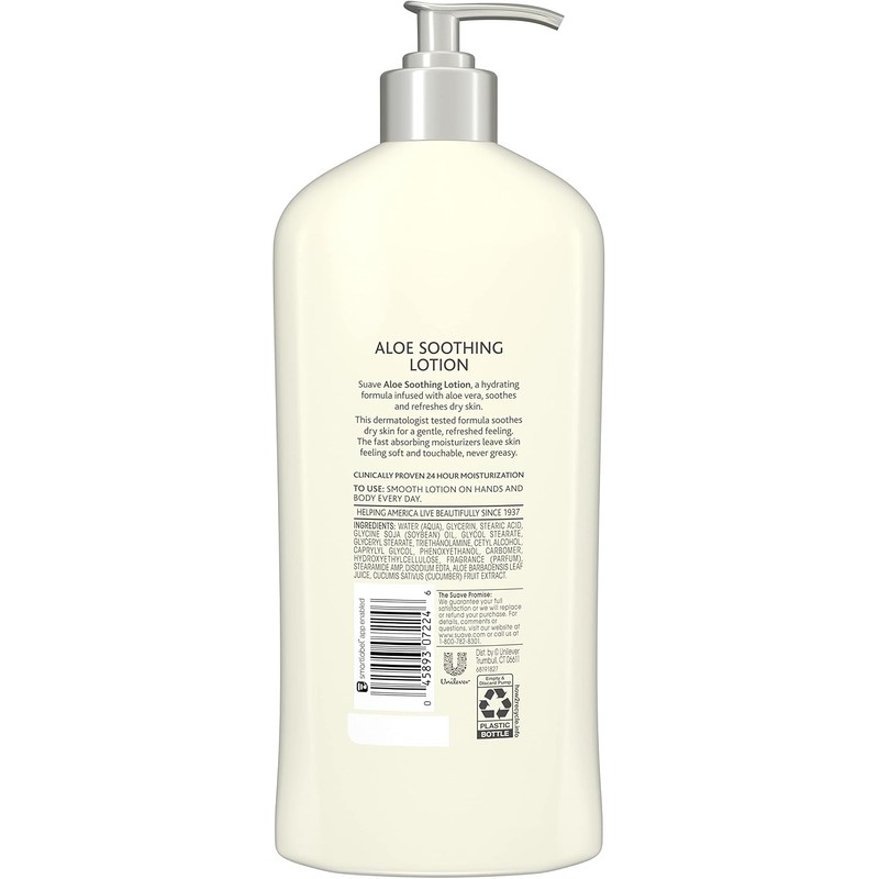 Suave Skin Solutions Body Lotion, Soothing with Aloe, 18 oz