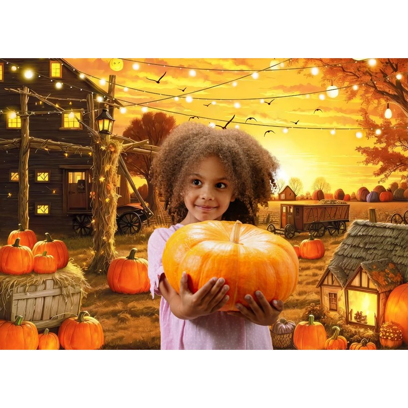 Alltten 7X5FT Fall Backdrop Fall Pumpkin Patch Photo Backdrop Autumn