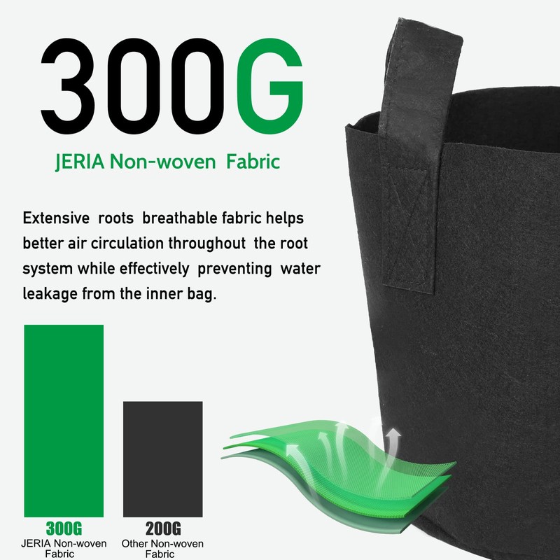 JERIA 12-Pack 20 Gallon, Vegetable/Flower/Plant Grow Bags, Aeration Fabric Pots