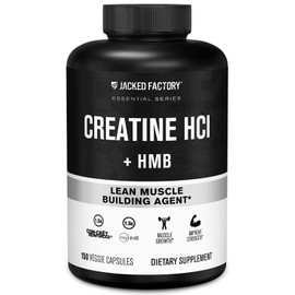 Jacked Factory Creatine HCL + HMB Capsules - Synergistic CON-CRET, myHMB, & Vitamin D Formula for Improved Growth, Strength, & Reduced Muscle Breakdown - 150 Capsules
