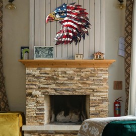 American Flag Eagle Metal Sign Wall Art, 4th of July Independence Day Wall Decoration,Patriotic Bald Eagle Hanging Sculpture, Armed Forces Veterans Day Gift for Patriot Soldiers Indoor Garage (12'')