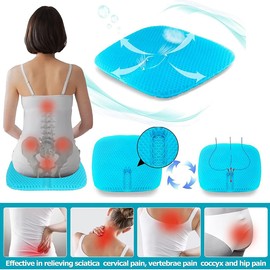 masteymoh Gel Seat Cushion for Long Sitting, Gel Cushions for Pressure Sores Relief, 18.5x17.3x1.2 Inches Car Seat Cushion of Ventilative Cooling Gel, Seat Cushions for Office Chairs