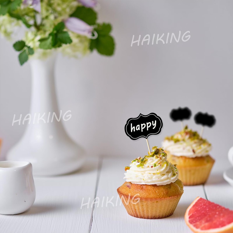HAIKING Mini Food Flags, 50 PCS Black Buffet Food Labels