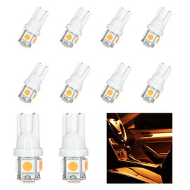 SWQS 10PCS 194 LED Bulb Warm White, Super Bright 5050 5SMD T10 LED Bulb, DV 12V Wedge Light Bulb Kit for Car Interior Lighting Door Dashboard Dome Map Trunk Light License Plate Lamp Courtesy Lights