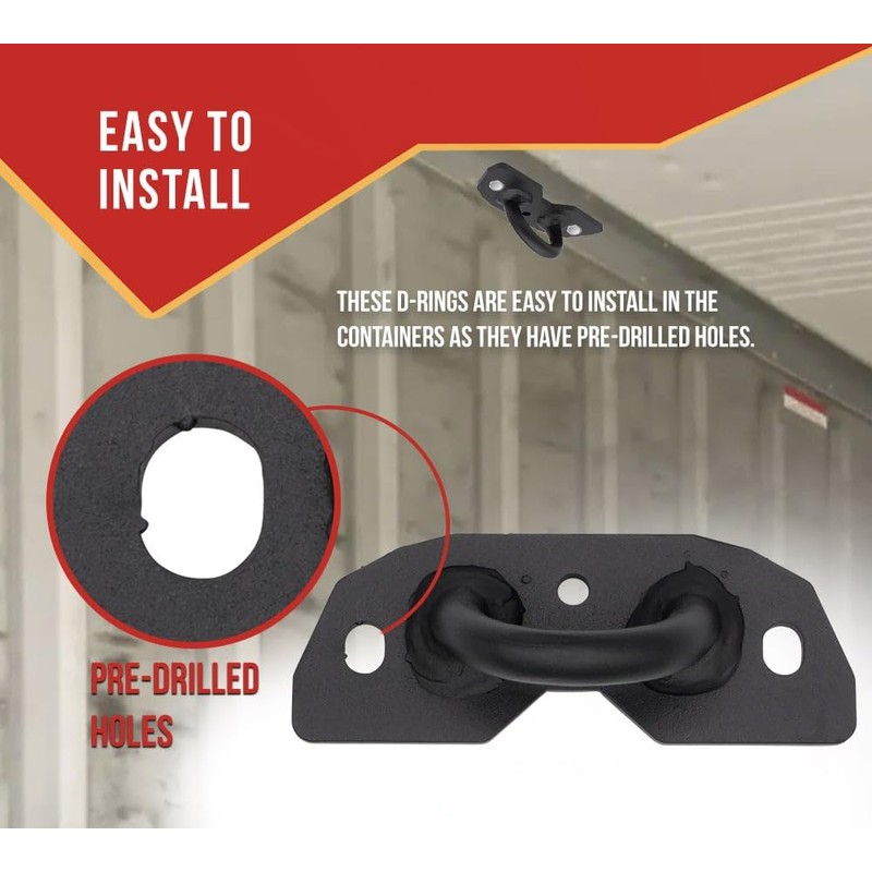 Mytee Products 1/2" Bolt-On D-Ring Lashing Points for Shipping Containers