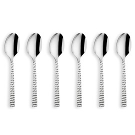 Amefa Felicity Espresso Spoon Set of 6, High-Quality Small Spoons, Hammered Mocha Spoon in Hammered Design, 18/0 Coffee Spoon, Stainless Steel, Dishwasher Safe