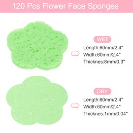QUARKZMAN 120 Stück Komprimierte Gesichtsschwämme Blumen Gesichtsreinigungsschwämme Pads für tägliche Hautpflegeroutinen zu Hause, Küche, Reisen, Grün