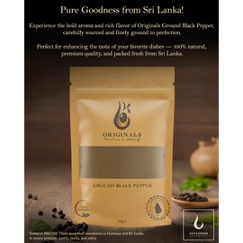 Ground Black Pepper (100g) - Premium Quality, Natural, Non-GMO, Vegan, No Additives or Preservatives | Originals | 100g - Perfect for Seasoning and Cooking