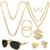 Zhaoyao 8Pcs Rapper Accessories, 80s 90s Hip Hop Costume Kit