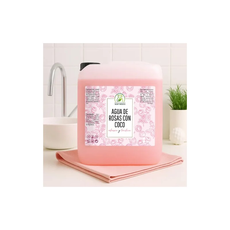 Agua De Rosas Con Coco Hidratante Facial 5 Litros Momento