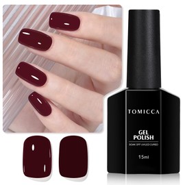 TOMICCA Red Gel Nail Polish, 1 Pcs Dark Red Gel Polish, Soak Off UV Cherry Red Nail Polish Gel, Long Lasting Gel Polish Burgundy Red Color Nail Art DIY Manicure Salon