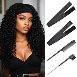 2 Pcs Wig Bands Lace Melting Bands Wig Elastic Bands with Combs and Hair Brush for Lace Front Wigs (Width 1.4 Inch)