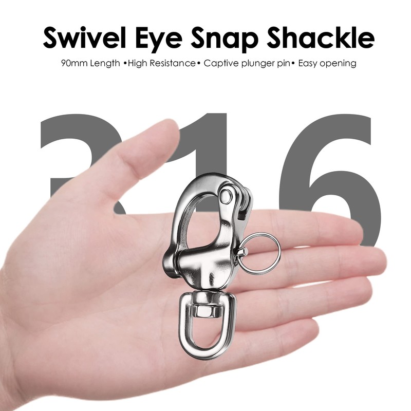 NECMETU Snap Shackle 316 Stainless Steel Swivel Shackle Sailing Halyard,