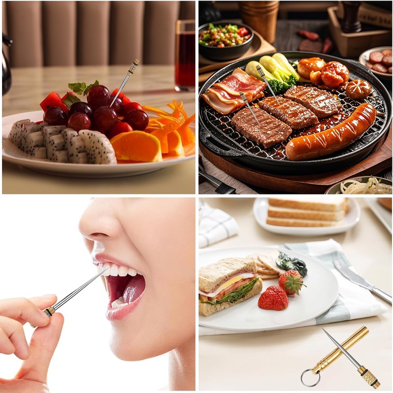 2 Pcs Titanium Alloy Reusable Toothpick, Metal Toothpick for Camping
