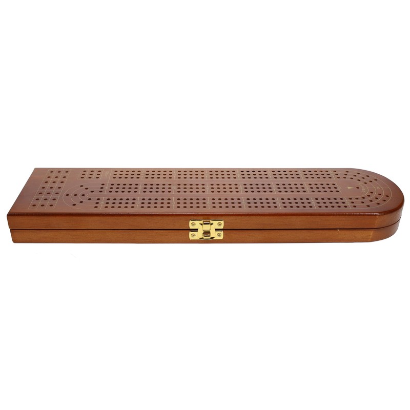 Pacific Shore Games Wooden Cribbage Board Game Set, Walnut Stained