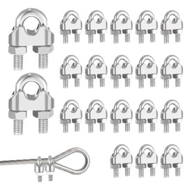 5mm 20 Stück M5 Drahtseilklemme Edelstahl Buegelklemme, U Bolzen Seilklemme für Drahtseilkabel Ø 5 mm (5mm)