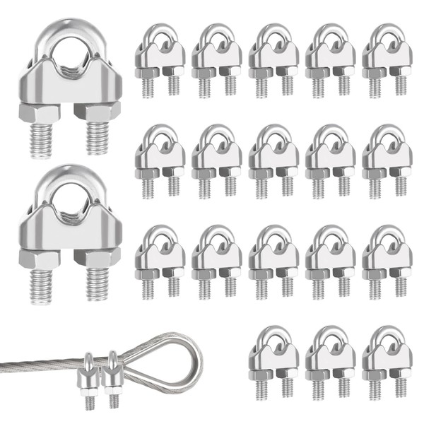 5mm 20 Stück M5 Drahtseilklemme Edelstahl Buegelklemme, U Bolzen Seilklemme