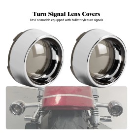 HDBUBALUS 2x Somke Bullet Turn Signal Light Lens Chrome ABS Cover For Harley Touring Dyna