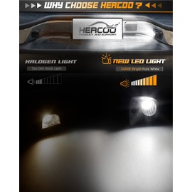 HERCOO LED License Plate Light Lens Housing Tag Lamp Socket White Bulbs Assembly Compatible with Toyota Tacoma 1995 to 2004 Pickup Truck ​Rear Step Bumper ​Aftermarket Replacement