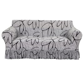 KRFOONN Stretch Loveseat Slipcover Printed 1 Piece Sofa Couch Covers Washable Love Seat Cover with Skirt Spandex Sofa Chair Covers Anti Slip Couch Slipcover Furniture Protector for Living Room, A1