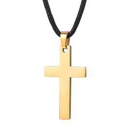 PROSTEEL Mens Cross Necklace Gold Plated Mens Crucifix and Chain