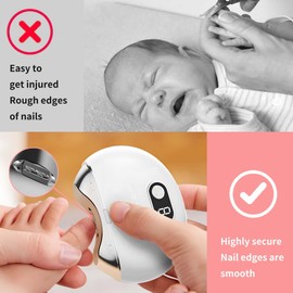 Vencede Automatic Electric Nail Clipper, Electric Baby Nail Clippers with 3-Speeds Levels and Nail Clip Storage,USB Safety Electric Nail Trimmer for Baby, Kids,Seniors,Newborns,Infants,Adults（White）