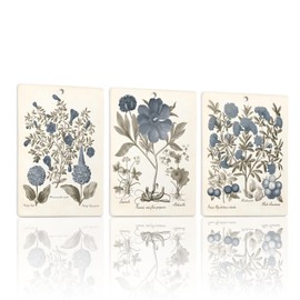 Burtery Vintage Blue Flower Car Scents Lavender Air Freshener 3 Pcs, Rustic Retro Floral Botanical Hanging Air Freshener for Closet Drawer Bathroom Books, Blue Flower Accessories Decor for Women