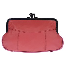 Christian Wippermann Damem Men's Genuine Leather Wallet Clip Closure Clip Purse, Coral