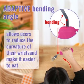 Ehucon - Cuchara y tenedor adaptables en ángulo para temblores de mano, parkinsons, utensilios con peso con asas antideslizantes de fácil agarre para comer no empotrado (1 cuchara + 1 tenedor = 2