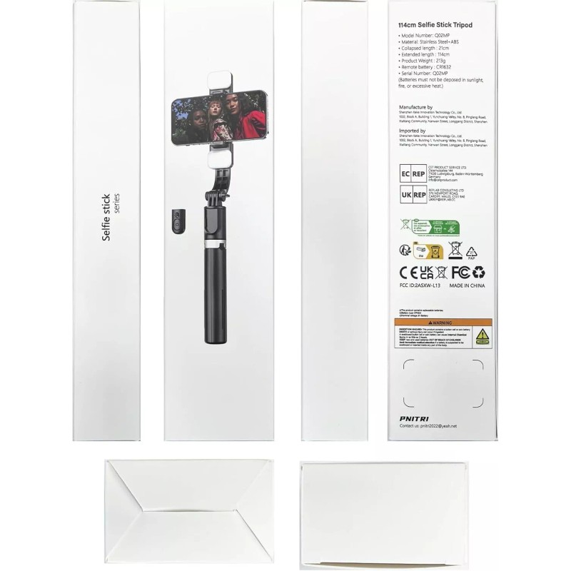 Pnitri Selfie Stick Tripod with Light45''with Wireless Remote,Portabl